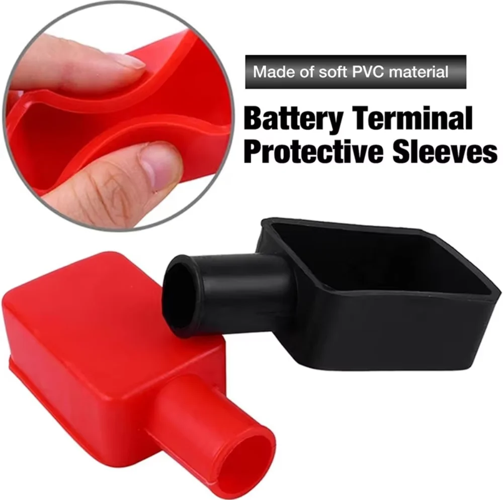 1Pair Car Battery Pole Positive And Negative Protection Cover Soft Plastic Flexible Battery Terminal Insulator Protective