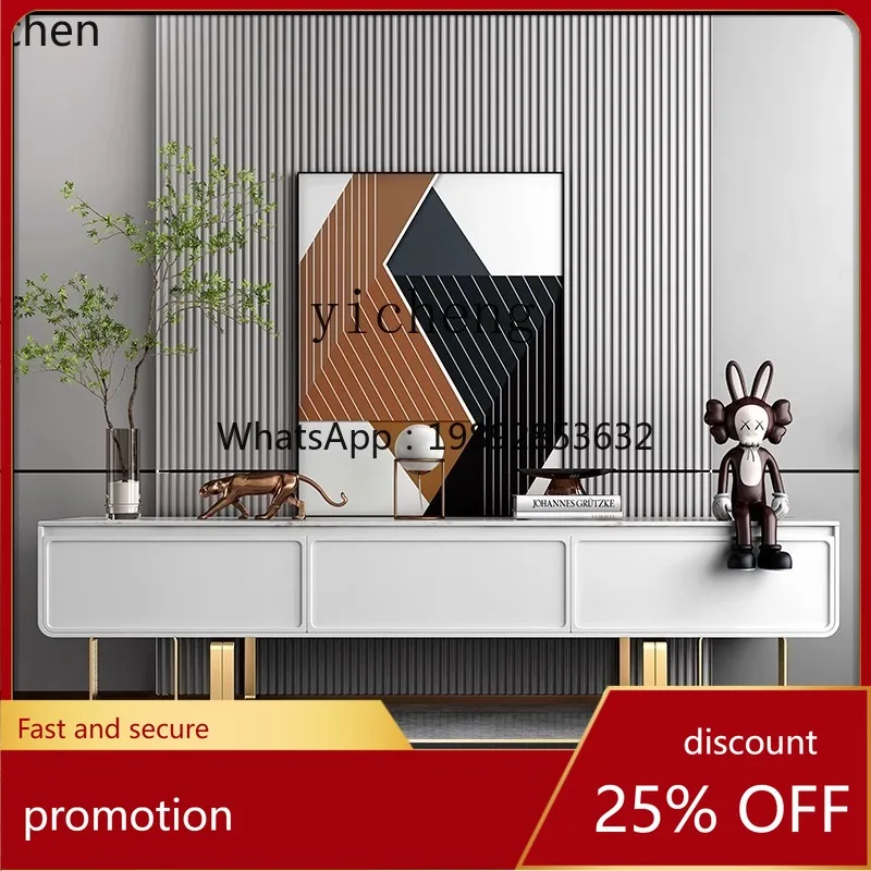 

HXL living room tall TV cabinet luxury stone rock slab villa locker solid floor cabinet