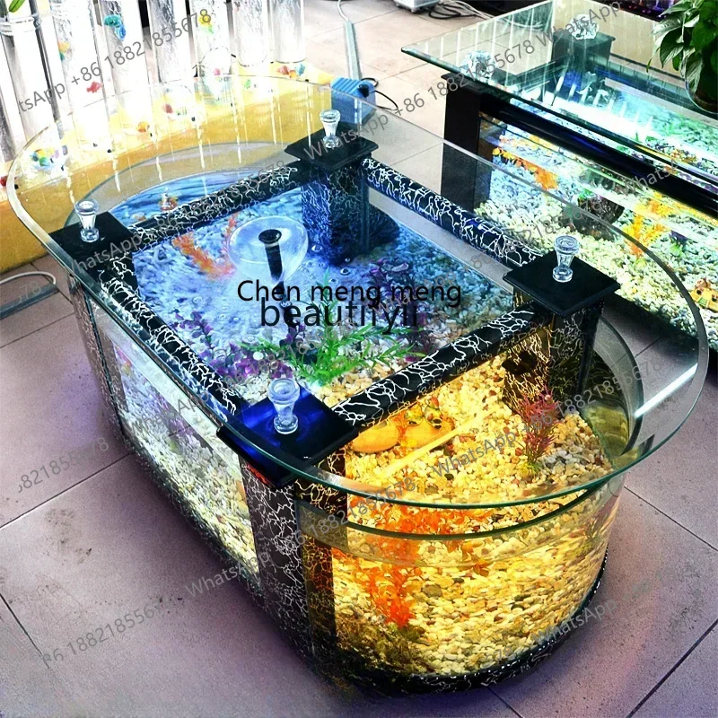 New arrive Large Ecological Tea Table Fish Tank Living Room Aquarium Glass Household Desk Turtle Jar Medium TV Cabinet