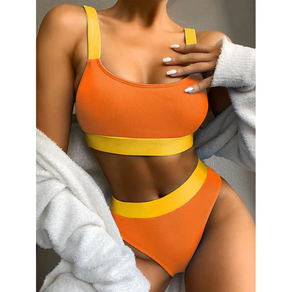 Women Sexy Patchwork Bikini Set Push-Up Pad Swimwear Plus Size Comfortable Beachwear Fashion Comfortable Breathable Swimsuit