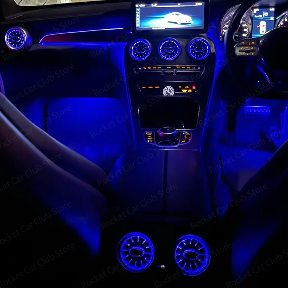 64 Colours Ambient Light For Mercedes Benz W205 GLC Coupe C43 C63s Car LED Turbine Vents Speaker Cover Decorative Lamp Accessory view 4
