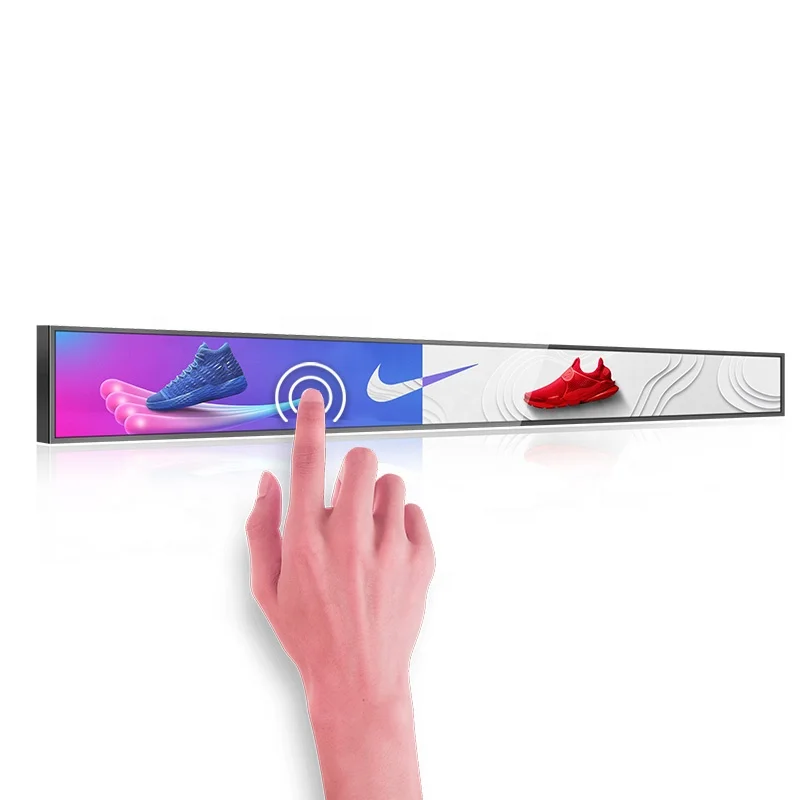 Shelf Edge Supermarket Touch Screen Display Stretched Bar Type Digital Signage Lcd Android Advertising