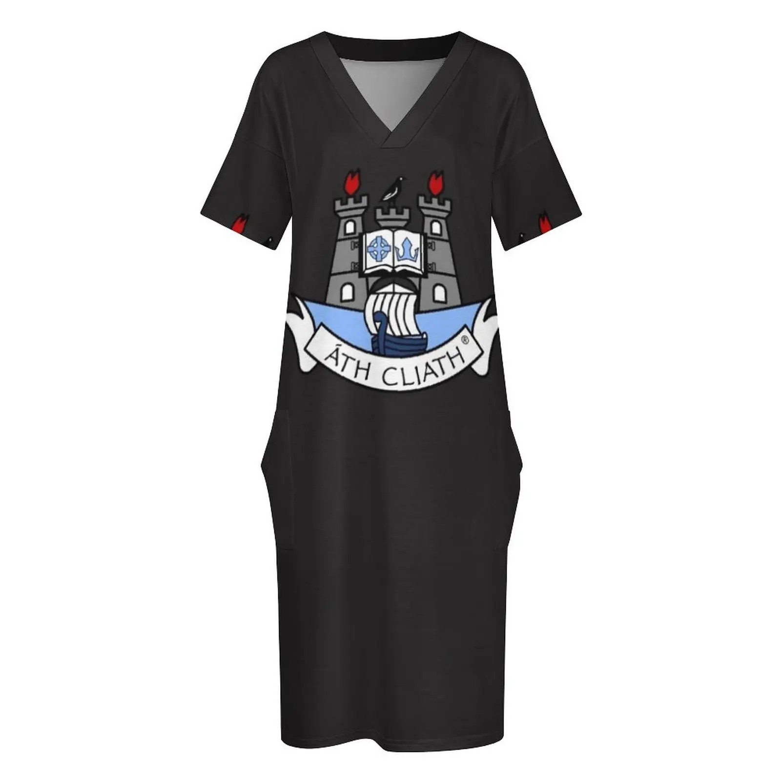 Camiseta con Logo de Dublin GAA, vestido holgado con bolsillos, ropa para mujer, vestido suelto de verano, vestidos elegantes de tallas grandes