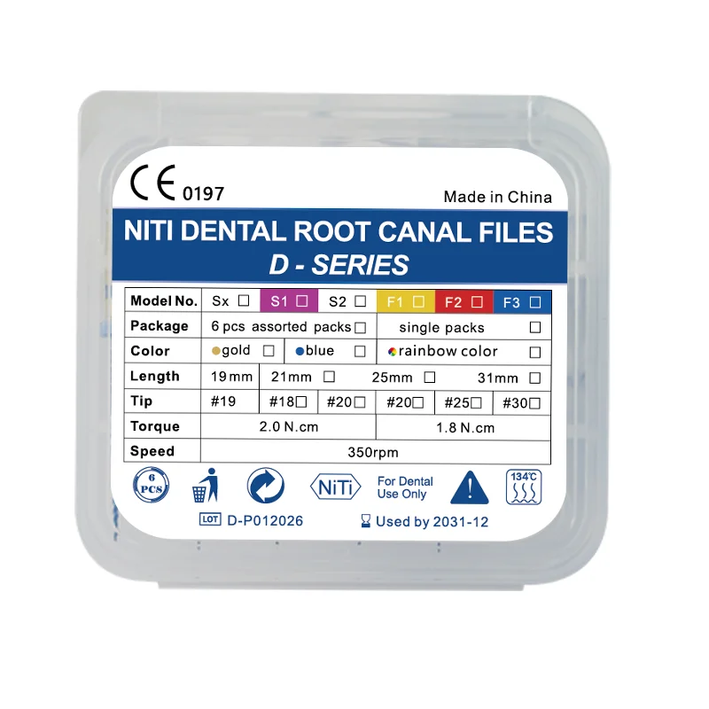 6pcs/Pack 25mm SX-F3 Dental Files Root Canal Use Rotary Heat Activated Endodontic Files Rotating NiTI File Dentistry Instruments