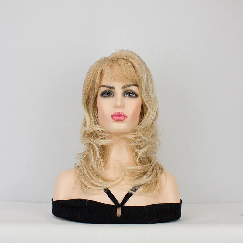 

Women Wig Long Wavy Curly Wig Ladies Wig Girl Golden Wig+Wig Cap