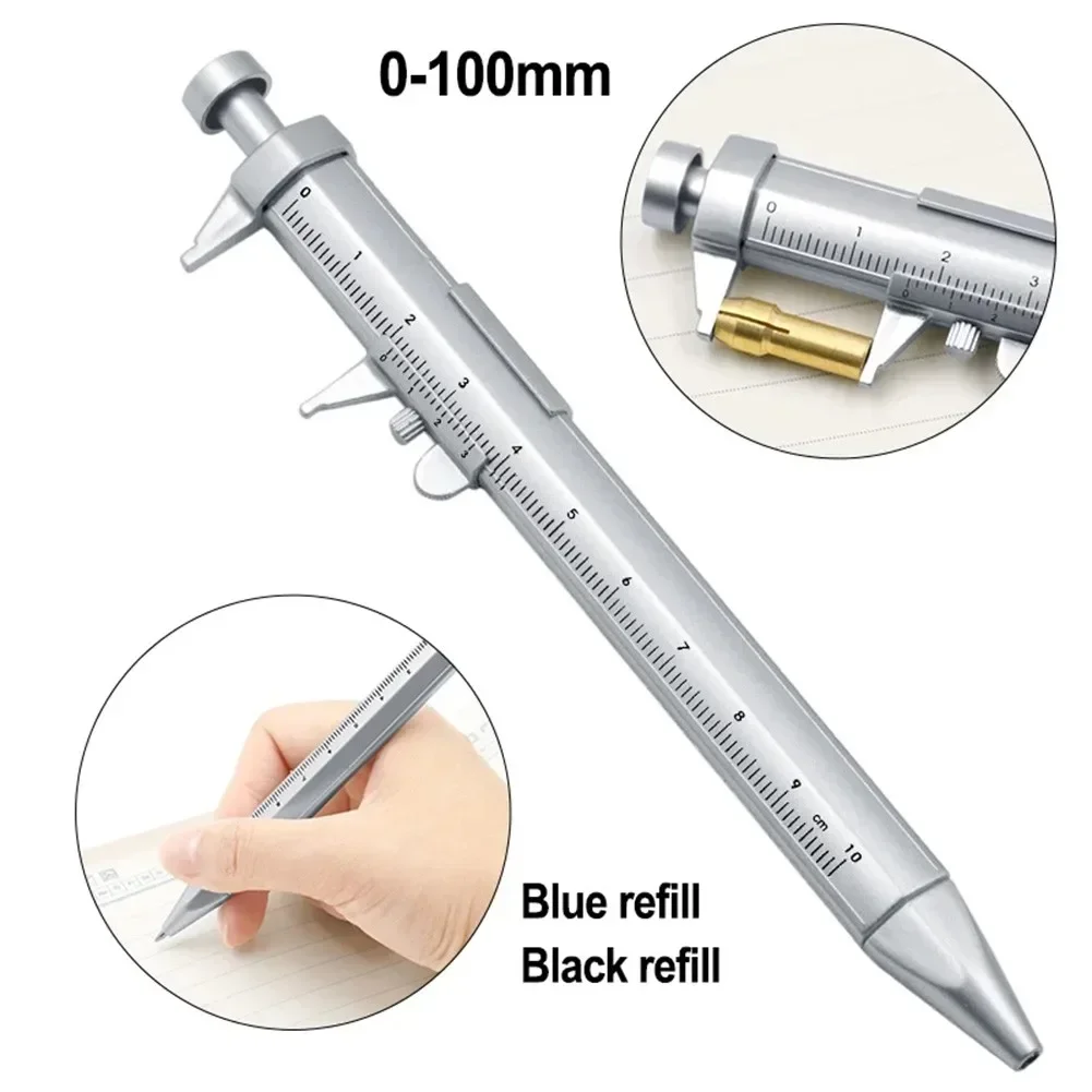 1PC Multifunction Gel Ink Pen Vernier Caliper Roller Ball Pen Ball-Point Blue/Black Refill Stationery Vernier Caliper Tools