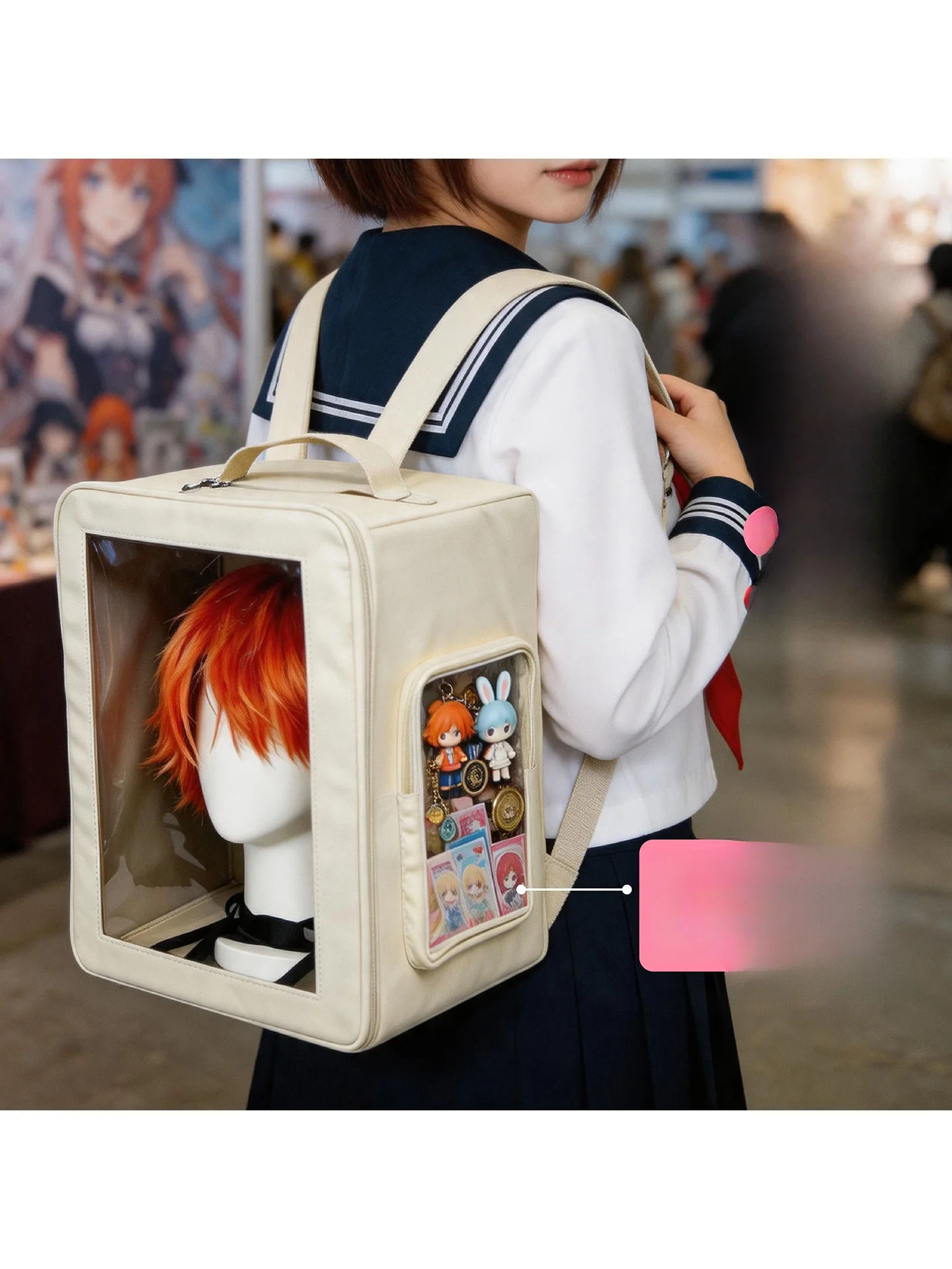 Portable Double Shoulder Hair Wig Storage Box Outdoors Head Model Case Cosplay Fake Hair Exhibitions Protection Box