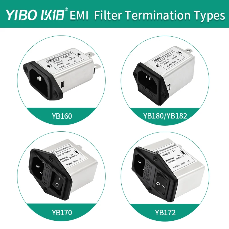 IEC socket power filter 220V anti-interference EMI AC switch fuse indicator light three in one