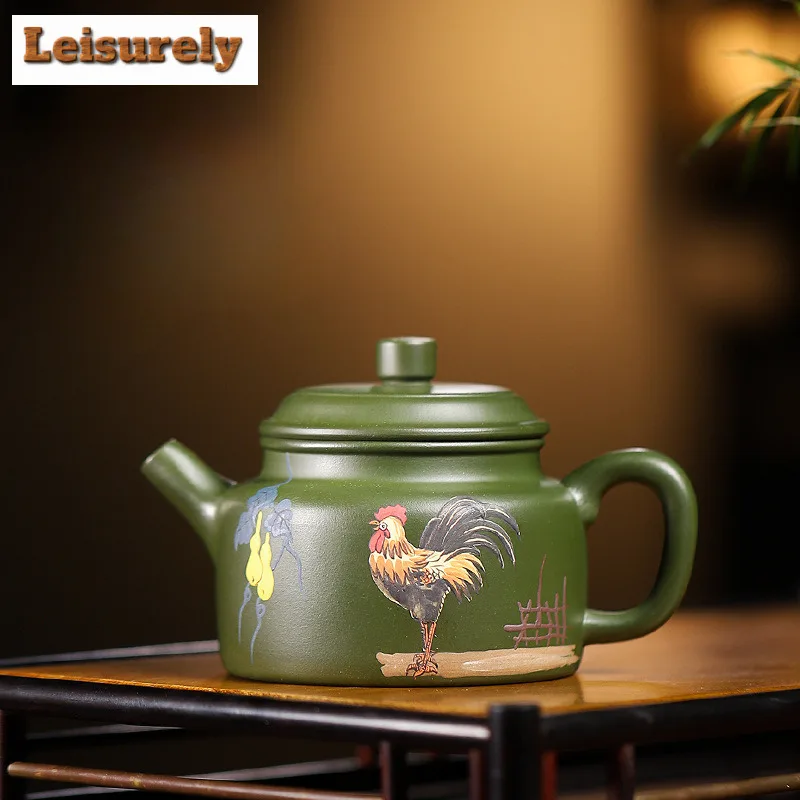 200ml Vintage Yixing Purple Clay Teapots Artists Handmade Lucky Ruyi Pot Raw Ore Green Mud Kettle Chinese Zisha Tea Set Supplies