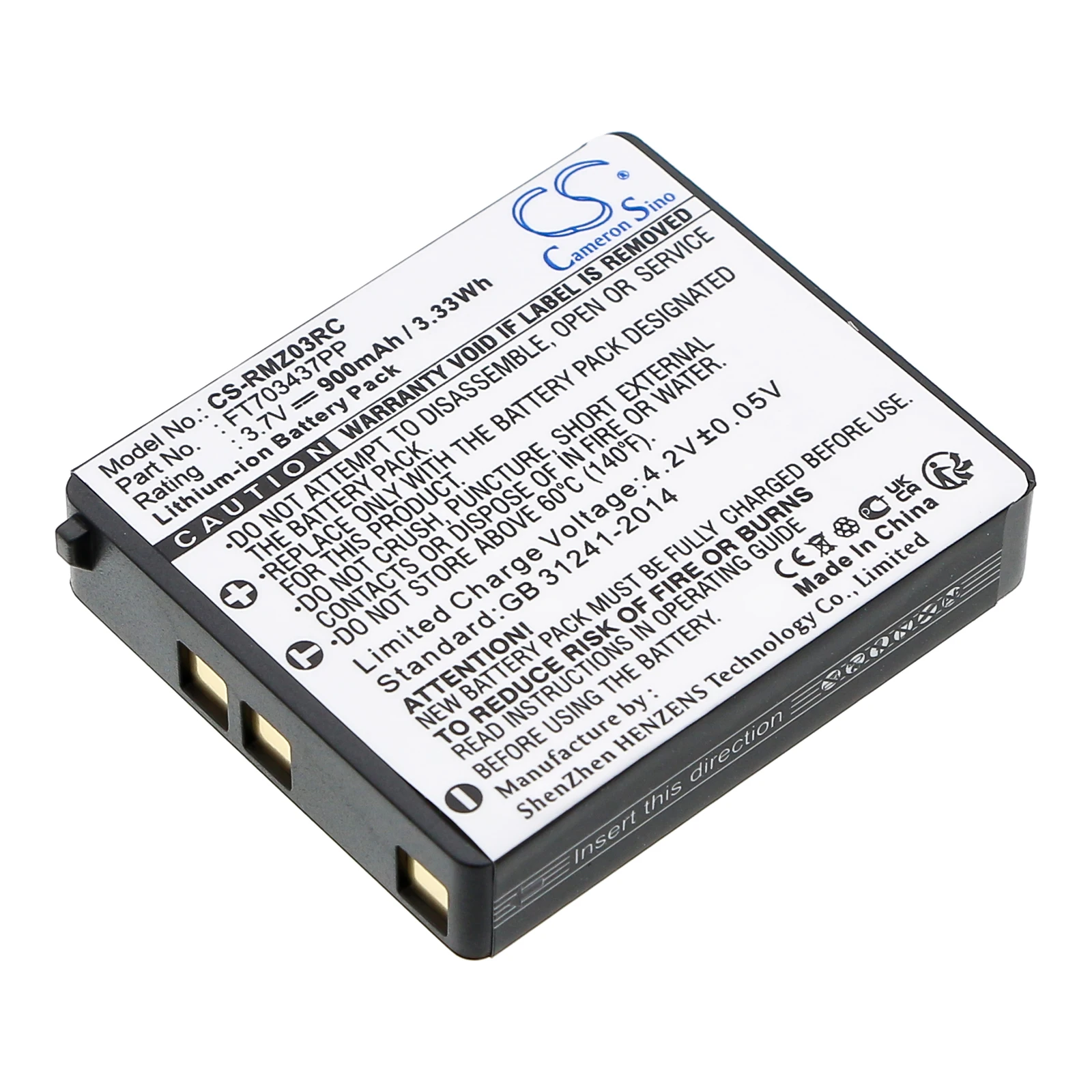 CameronSino Mouse Battery FT703437PP, RZ03-00120100-0000 for RAZER Mamba RC03, RC03-001201 3.70V 900mAh / 3.33Wh