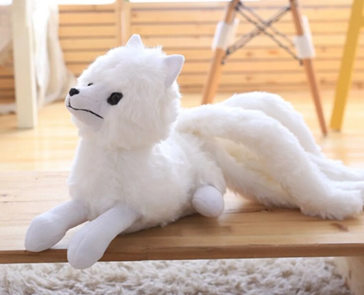 cute plush white fox toy stuffed nine-tail fox doll gift about 56x26cm