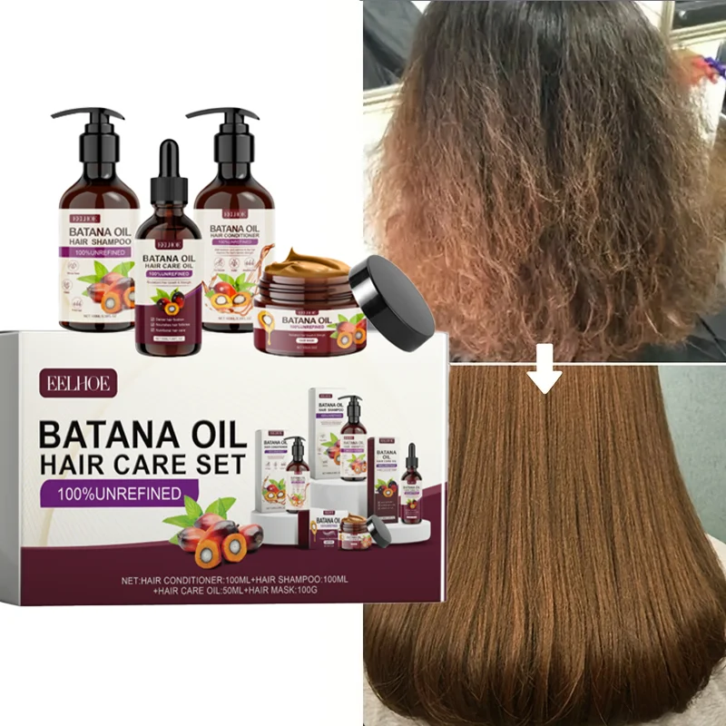 

BATANA Oil Hair Care Kit Strengthening Shampoo Moisturizing Mask Keratin Conditioner for All Hair Types Frizz Control 4pcs