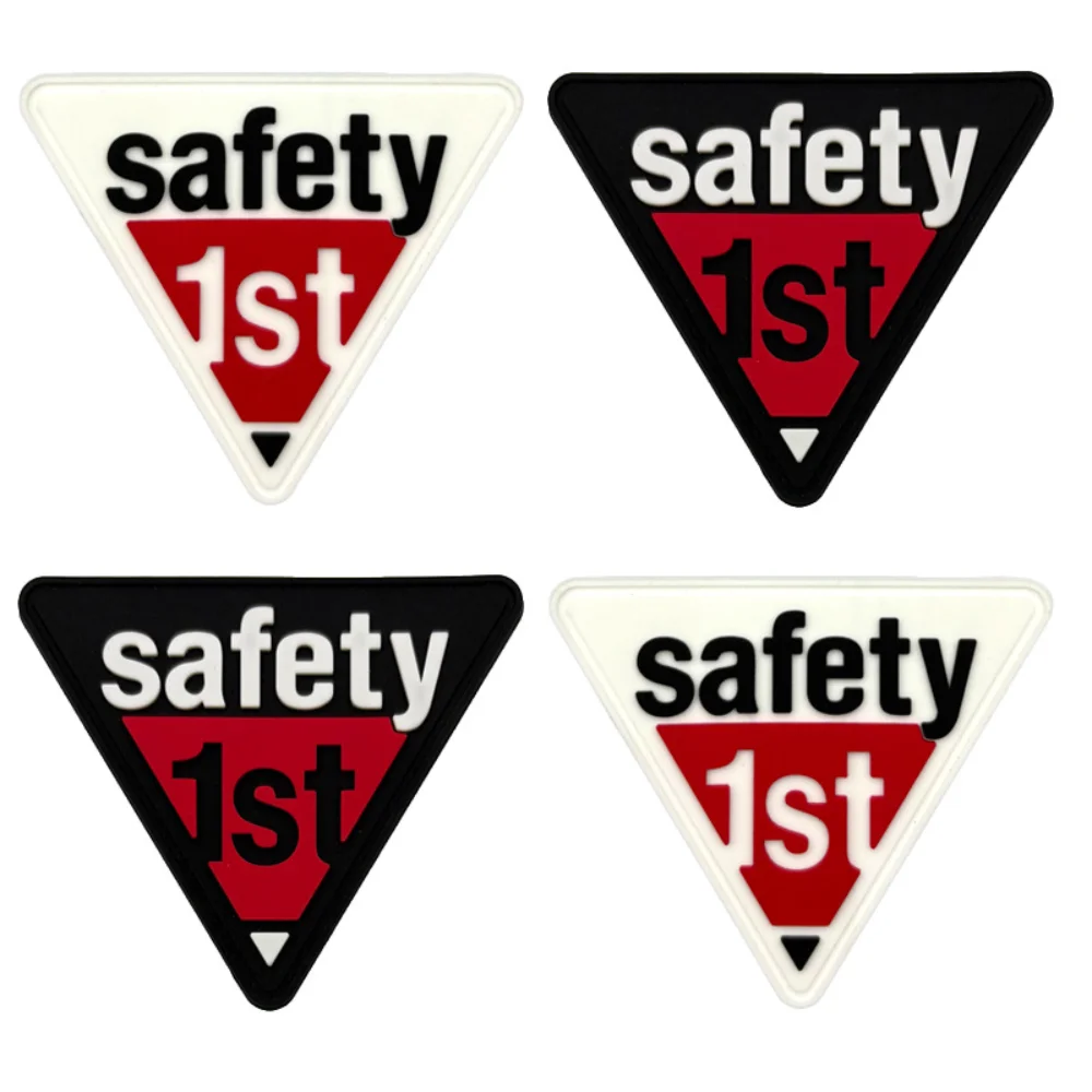 Retro Warning Wind Safety 1st Safety Triangle Badge PVC Soft Rubber Night Light Contrasting Logo Design Patch Decoration Patches