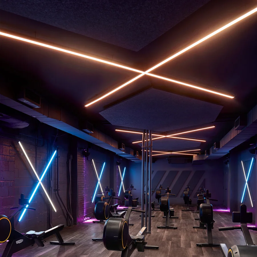 

Customized Cross Shape Suspended RGB LED Linear Light for Indoor Gym Lighting