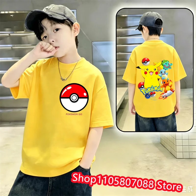 2026 Pikachu T-shirt Pure Casual T-shirt Round Neck T-shirt Short Sleeve Clothing Summer Sports Casual Short Sleeve Top