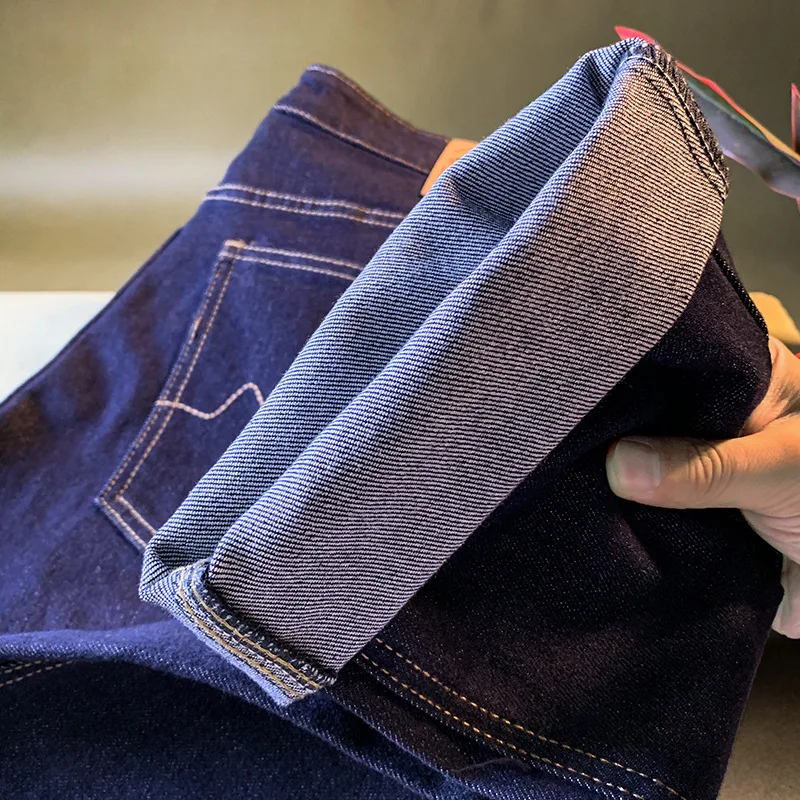 جينز فضفاض مستقيم اللون للرجال ، خريف 2025 عصري مغسول غير رسمي أزرق داكن الراقية سراويل رجالية