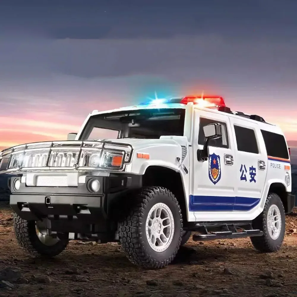 1:18 liga h2 brinquedos modelos de carros de polícia 6 portas abertas motor de incêndio com música leve veículos em miniatura presentes para crianças pequenas