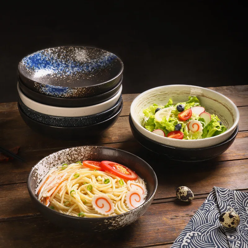 

8-inch ceramic noodle dish Lamian Noodles bowl restaurant noodle tableware household noodle soup baked rice fruit salad plate.