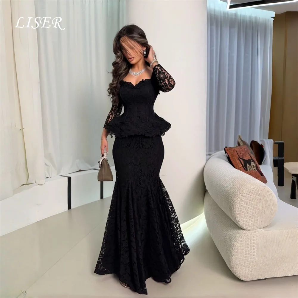 Liser Luxuriöses Spitzen-Meerjungfrauenkleid für Damen 2026 Langarm Sweetheart-Ausschnitt Plissiertes Formelles Abendkleid Maßgeschneidert فساتين س