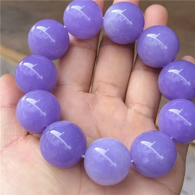 

Seed Violet Large Round Beads Jadeite Waxy Purple Quartzite Jade Bracelet