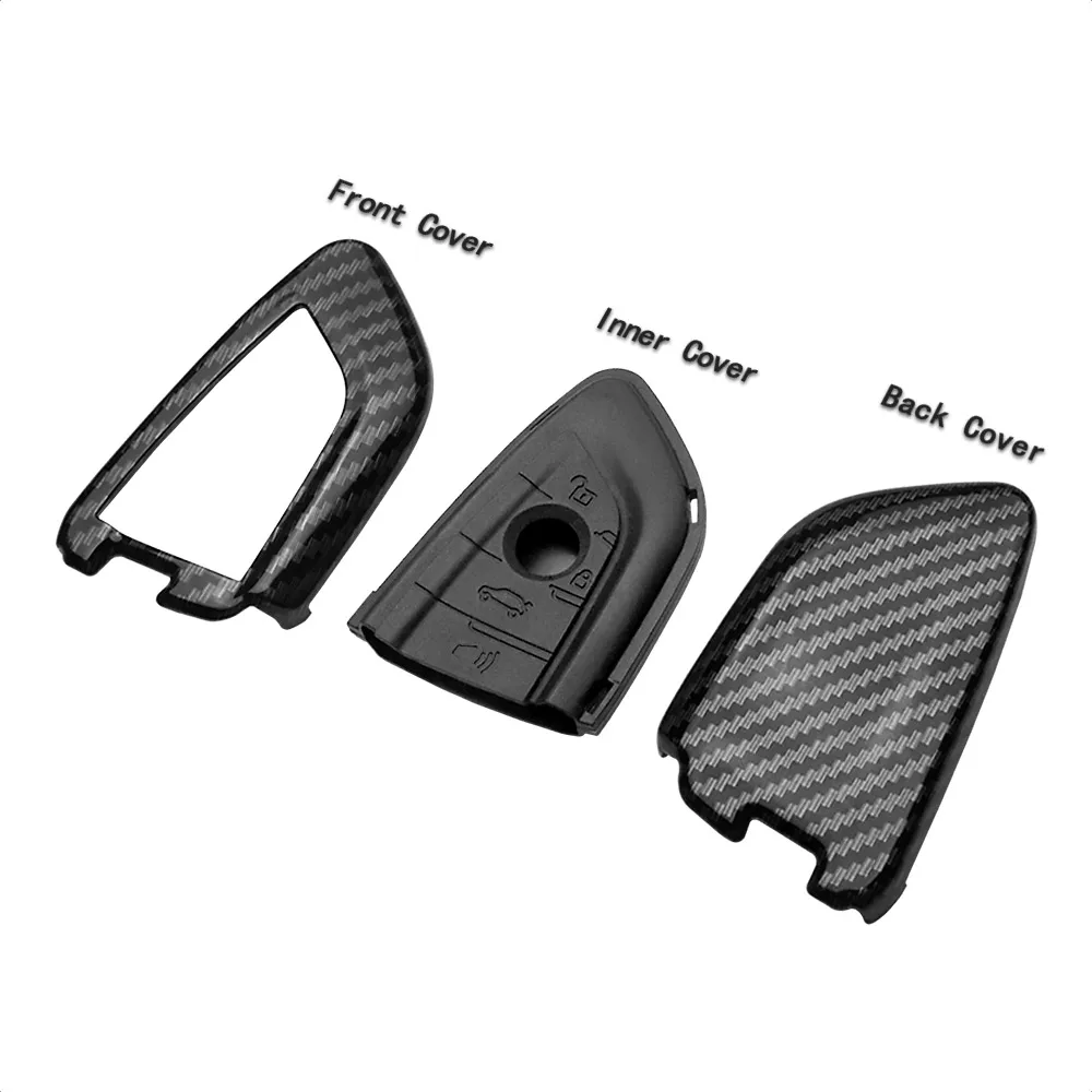 ABS Carbon Fiber Patter Car Key Case Suitable For BMW 1 2 3 5 6 7 8 Series X1 X2 X3 X4 X5 X6 X7 Z4 Auto Protection Accessories