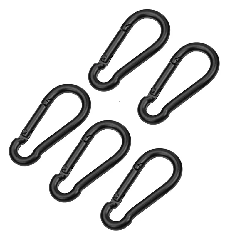 5PCS Iron Material Electrophoresis Black Surface Carabiner Snap Hook 6MM