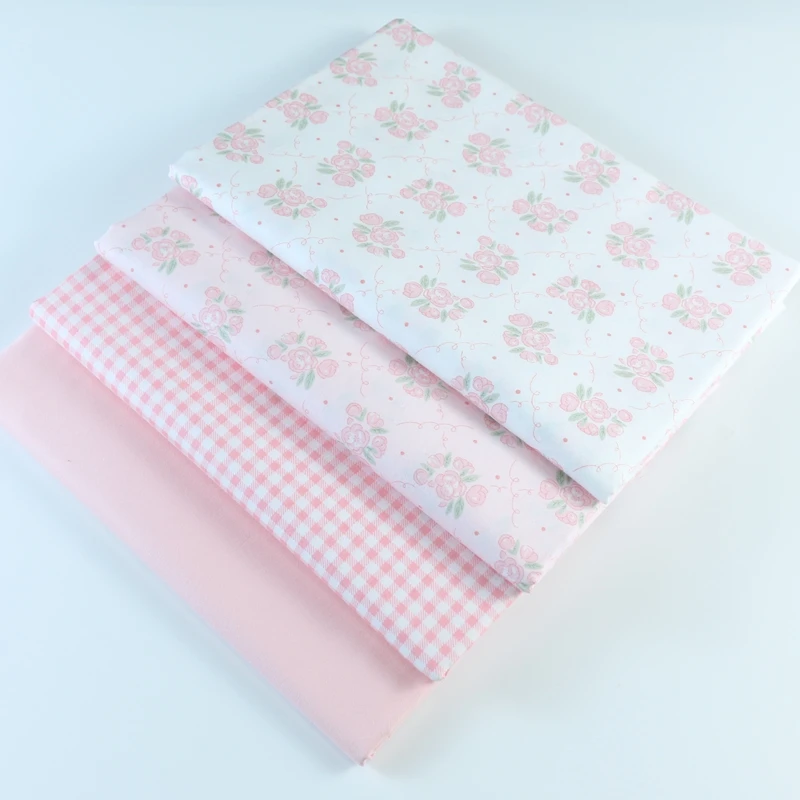 160x50 سنتيمتر الوردي الأزهار نسيج القطن حك للفتيات فساتين الملابس النسيج ، 100% مادة القطن القماش