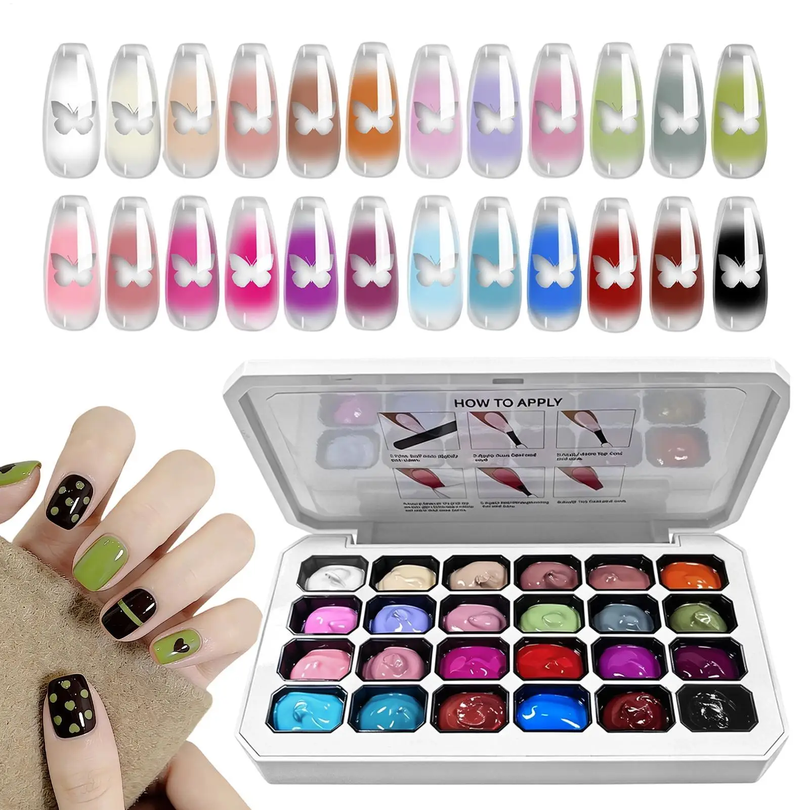 24Color Painting Gel Nailart Design Painting Gel Nail Engraving Soak-Off NailPolish Patting Gel Palette