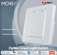 MOES ZigBee Smart Light Switch Tuya Neutral Wire Optional App Remote Control Magnetic Latching Relay Work With Alexa Google Home