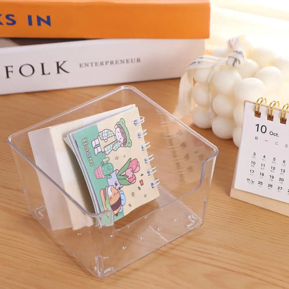 

INS Chic Acrylic Note Holder Transparent Efficient Clear Note Box Waterproof Card Paper Desk Organizer Stationery Storage
