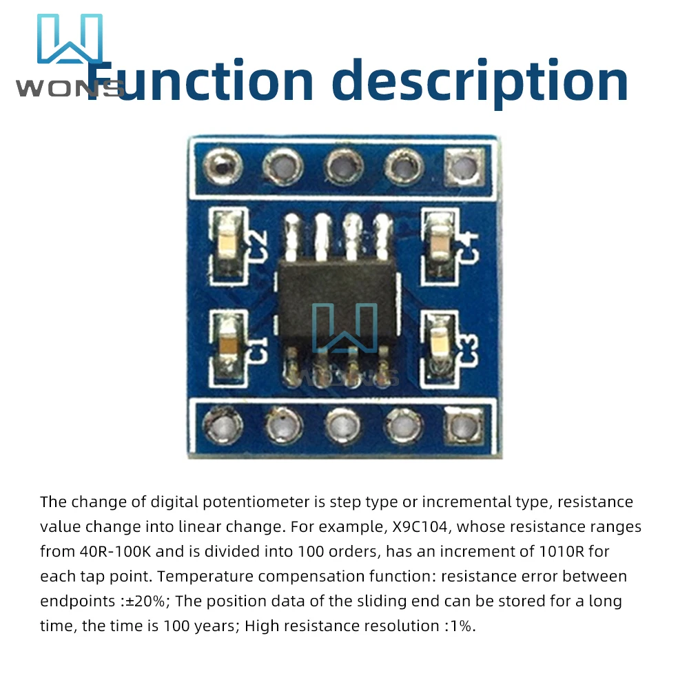 X9c104 S Digital Potentiometer Module 100 Digital Potentiometer Module Adjustment Bridge Balance Sensor Module Voltage Regulator