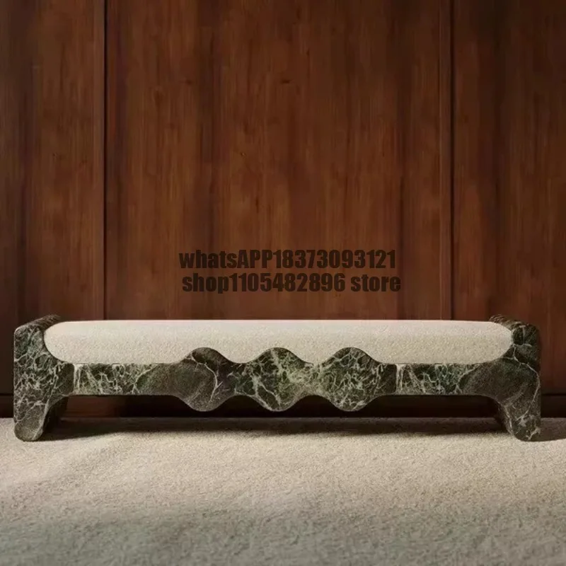 Italian Light Luxury Modern Creative Solid Wood Bench Hotel Exhibition Hall Clubhouse Bench Shoe Changing Bedroom Bedside Bench
