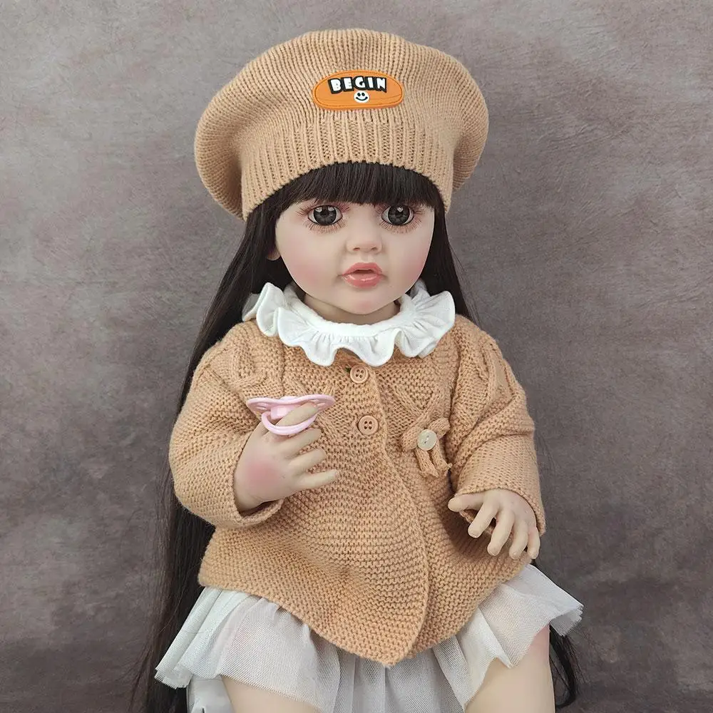 22-inch realistische herboren pop in chique gebreide outfit met baret - ideaal verjaardagscadeau en knuffelige metgezel