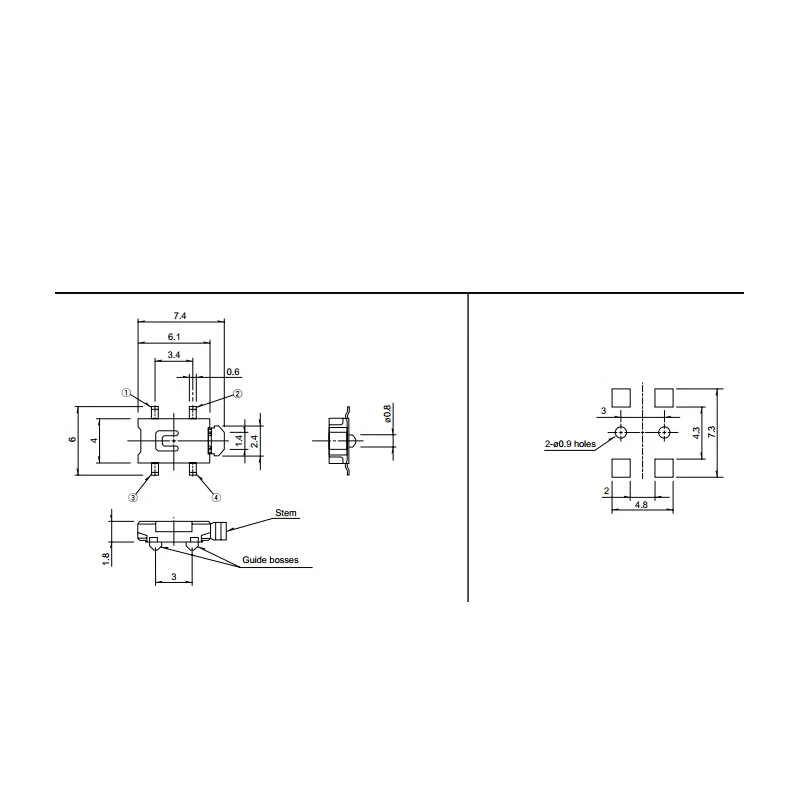 8pcs/lots ALPS SKQLLAE011 Tactile Switch 4*7 Side Keypad Microcontroller SMD 4-pin