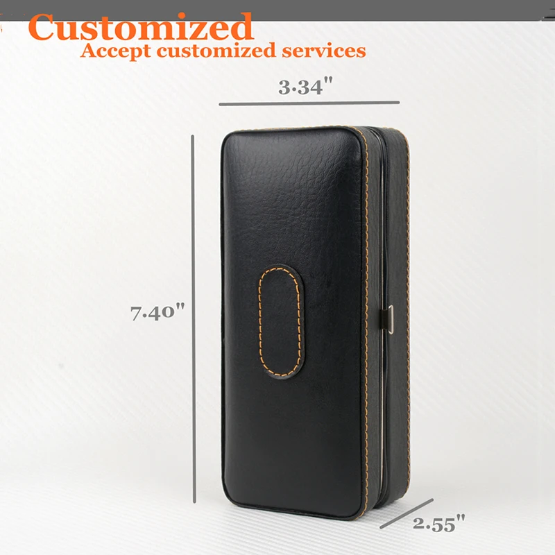 

Black Leather Cigar Case Travel Cigar Box with Cutter Mini Cigar Humidor for 3 Cigars Men's Cigar Holder Can be Customer-made