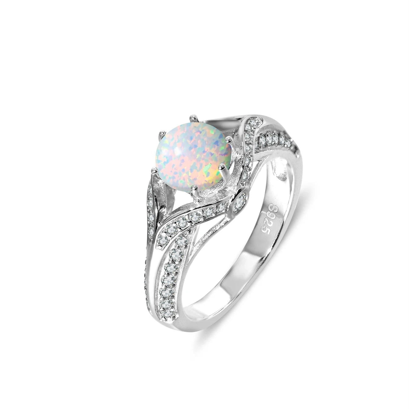 

2025 Hot Selling New 100% 925 Sterling Silver Simple Personality Oval White Opal Ring Fashion Irregular Design Sense Ring female