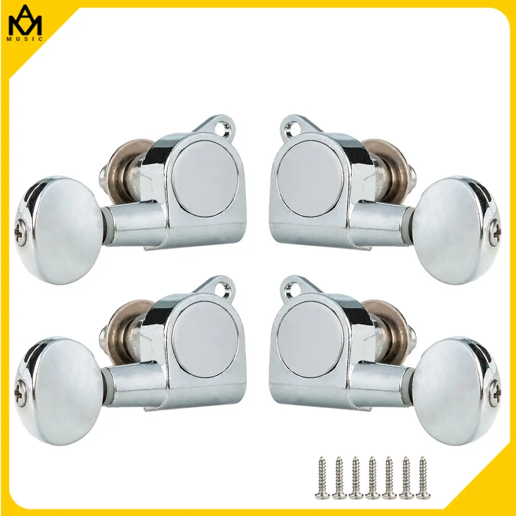 

4PCS 2L2R Enclosed Ukulele Tuning Pegs Tuners Nickel Machine Head Plastic Buttons Furules Mounting Screws Keys