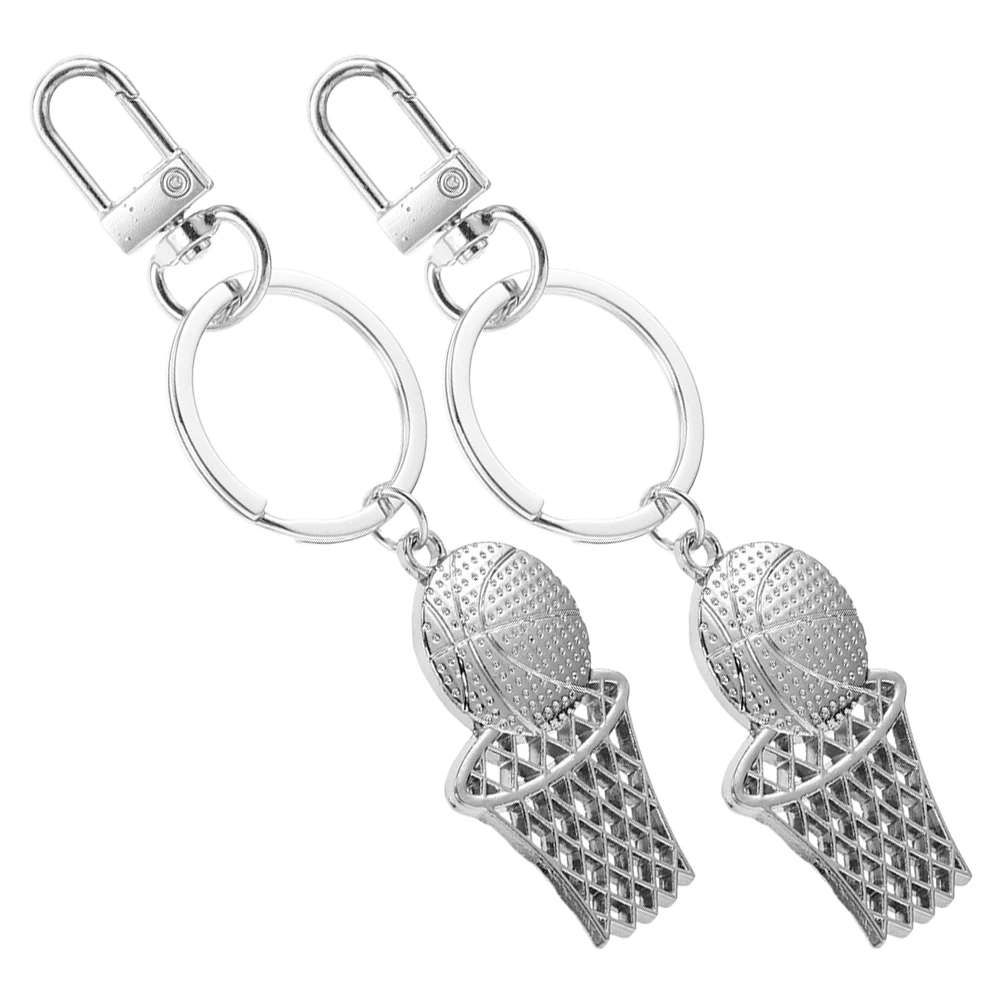 

2pcs Metal Basketball Keychain Durable Hoop Charm Keyring Pendant Sports Ball Accessories For Men Fans Jewelry