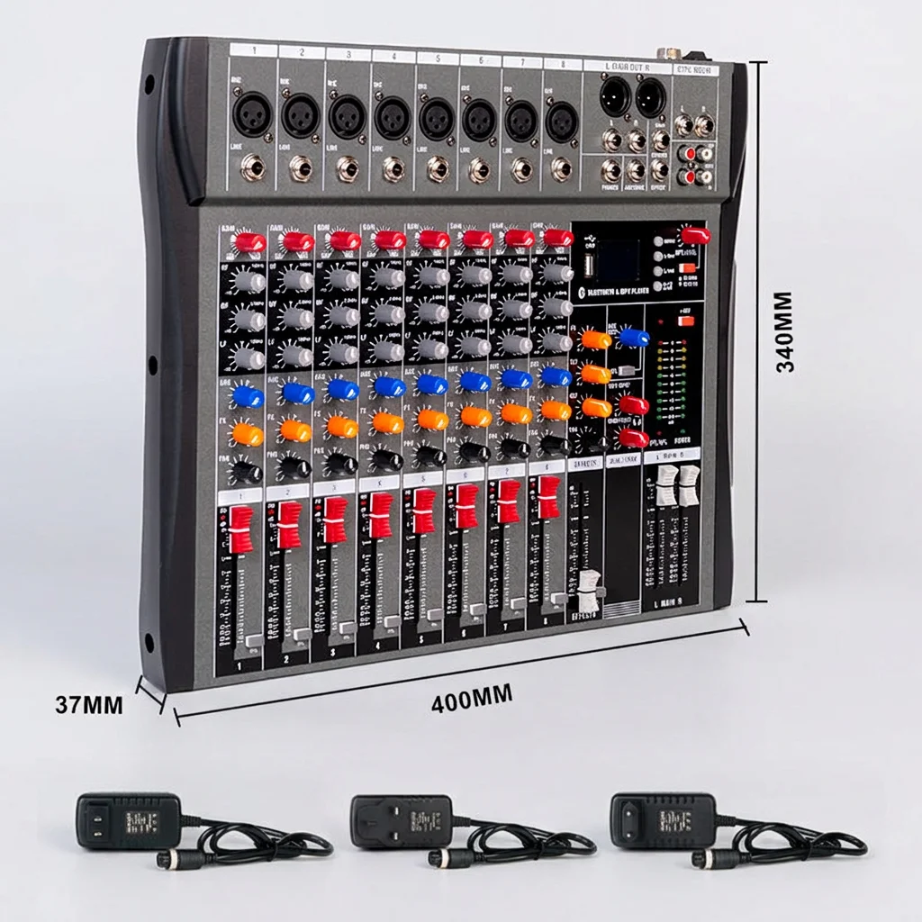 Professional 8-Channel Mixer Console DJ Controller Sound Audio Power Mixer 8 Channels