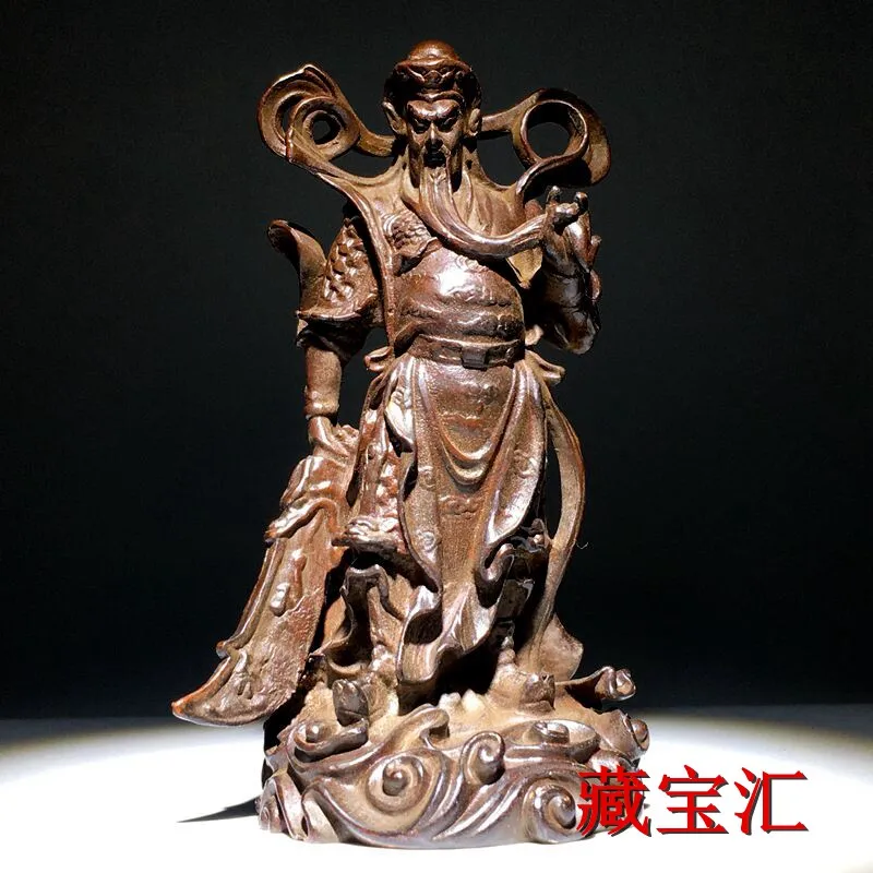 Old Treasures Antique Bronze Guan Erye Statue God of Wealth Guan Gong Standing Ornament for Home Collection Decoration