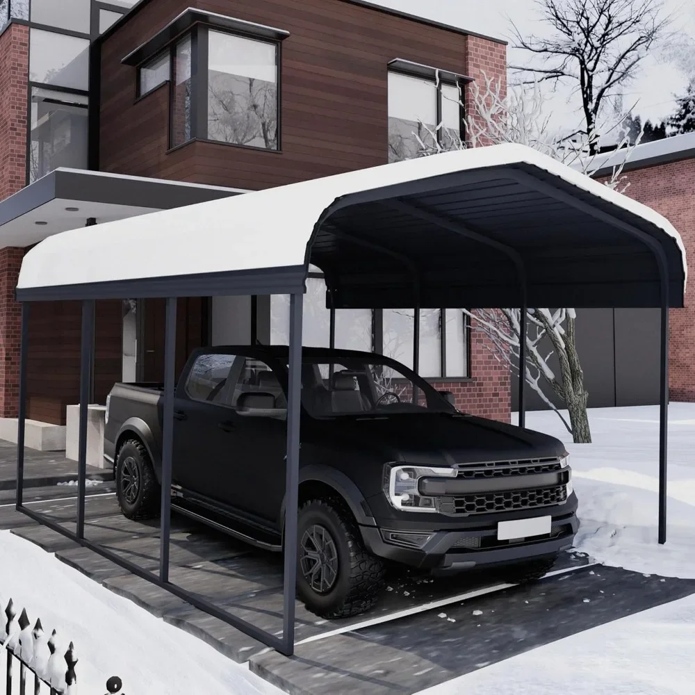 Car Port Metal Carport 10 ×15 FT Heavy Duty Carport Kit, Metal Garage Carport Canopy with Galvanized Steel Roof