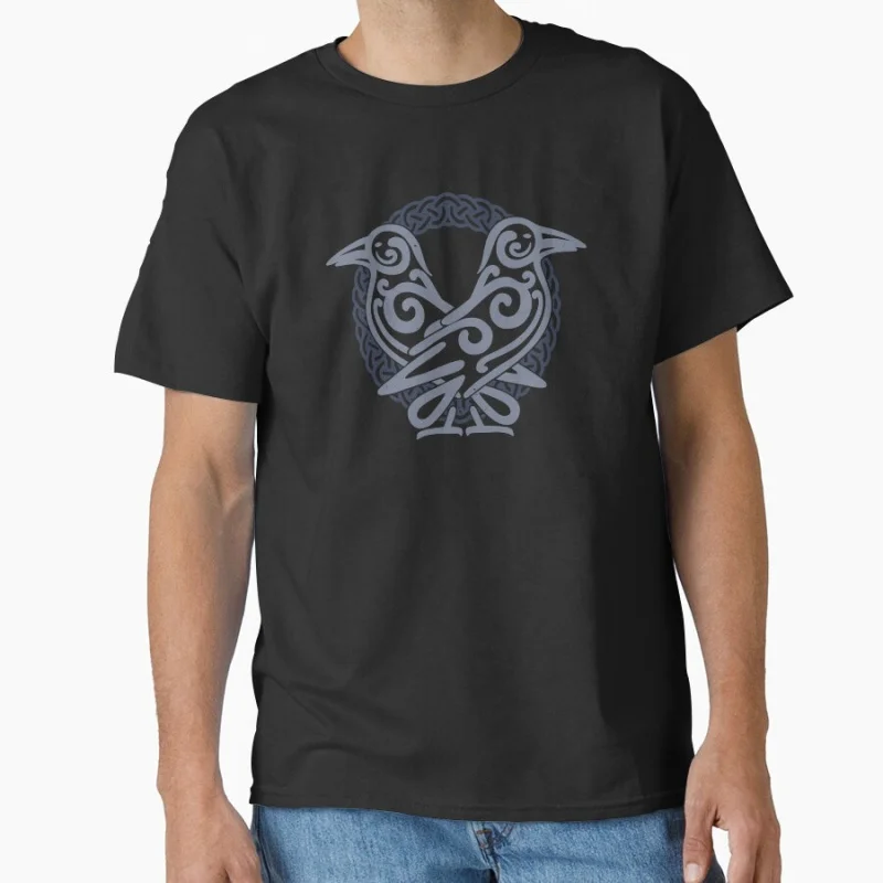 

Odin's Ravens Huginn & Muninn Norse Mythology Gift T shirt for man Large size Tops Viking God Graphic tee Printed mens Clothes