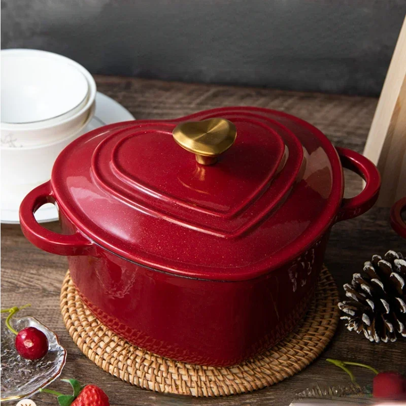 Creative Petal Shaped Enamel Pots, Non-Stick, Heat Storage, Stew Preservation Cooking Pot, Stylish Kitchenware