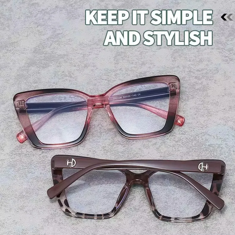 OLLYMURS Retro Thick Frame Myopia Glasses for Women Cat Eye Anti Blue Light Reading Glasses Prescription Eyeglasses Customized