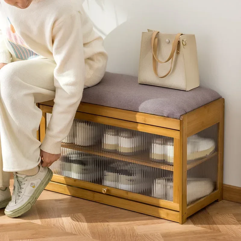 Shoe changing stool, door door household shoe cabinet can sit on the stool, enter the door, long stool premium