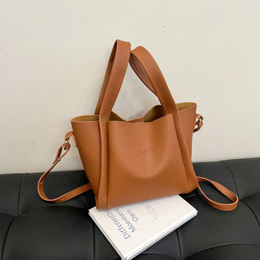 

Solid Color Leather Top-handle Bags Large Capacity Messanger Bag Female Shoulder Bag Korean Style Fashion Crossbody Totes Summer