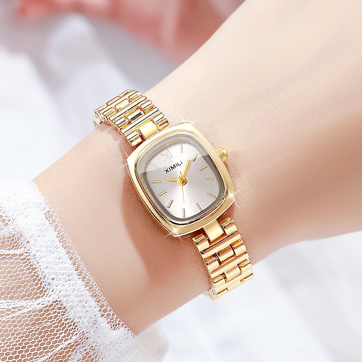 2PCS Fashion Square Dial Women Quartz Watch Set Elegant Steel Strap Wristwatches for Girls Clock Reloj Mujer Gift（Without Box）