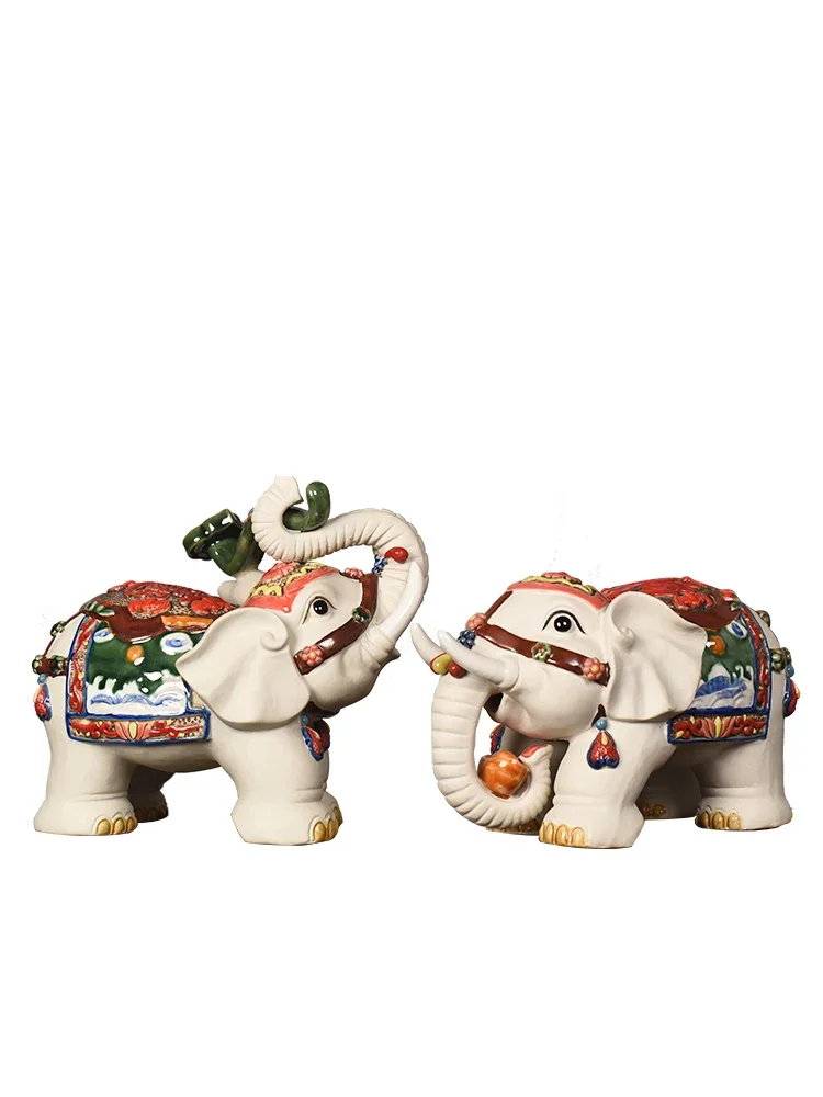 

Керамический орнамент слона, пара художественных слонов, новое китайское украшение для гостиной, кукла Шиван