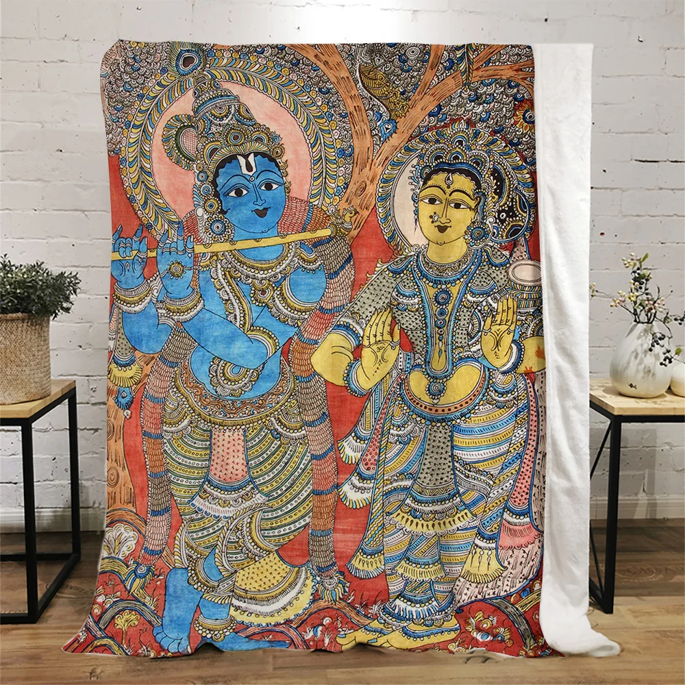 CLOOCL Indian God Flannel Blankets Buddhist Deities 3D Printed Throw Blankets for Beds Travel Portability Thin Quilts 5 Size