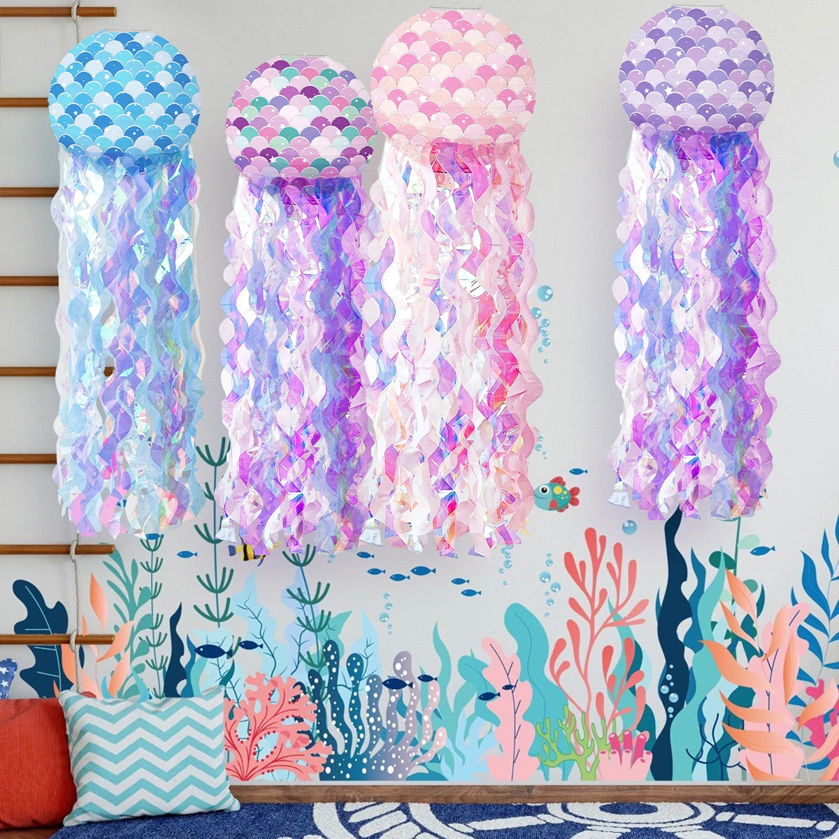 Mermaid Party Decorations Litte Mermaid Jellyfish Paper Lantern Under the Sea Party Decor Girl Babyshower Mermaid Birthday Decor